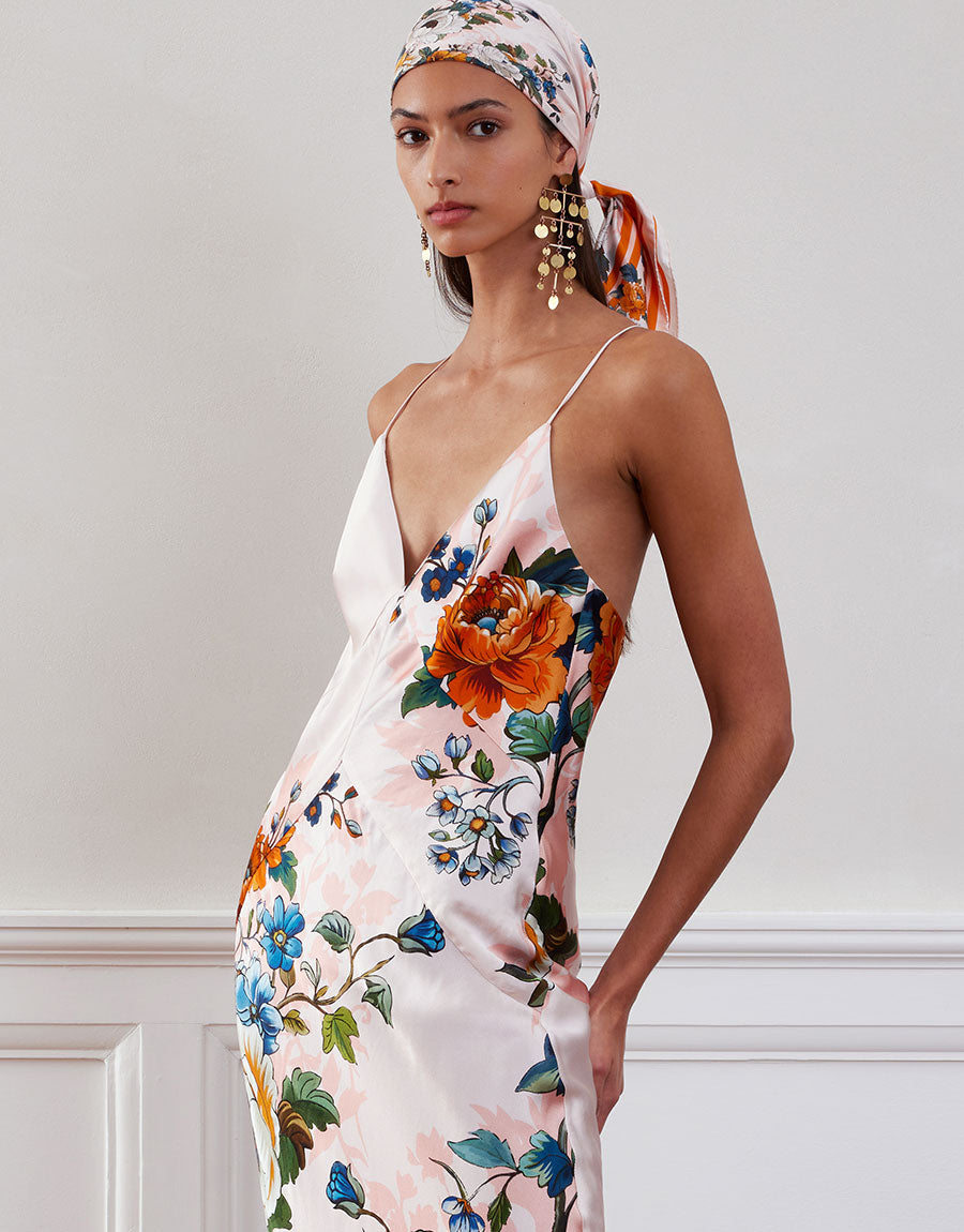 Olive Crepe Maxi Dress - Magical Blossom Pink