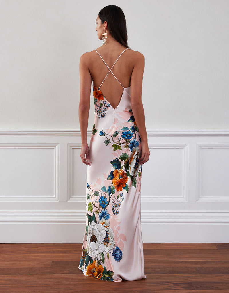 Olive Crepe Maxi Dress - Magical Blossom Pink