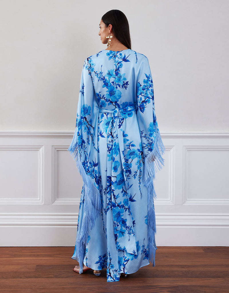 Esmeralda Crepe Maxi Dress - Cherry Blossom Blue