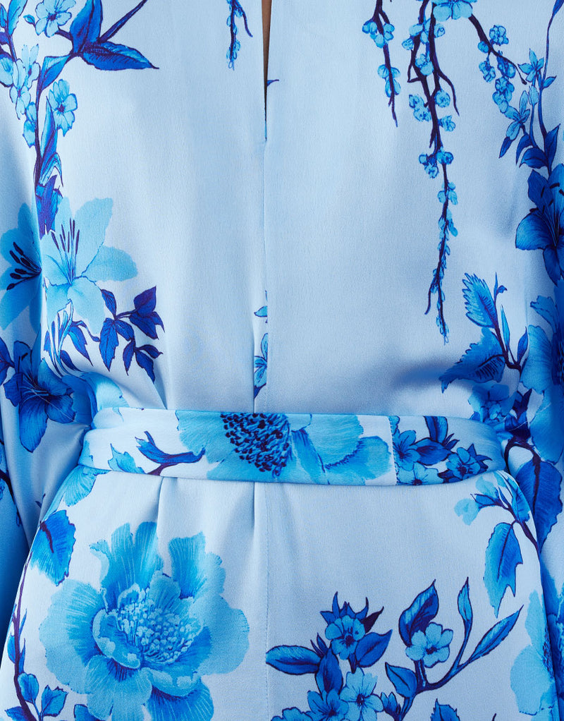 Esmeralda Crepe Maxi Dress - Cherry Blossom Blue