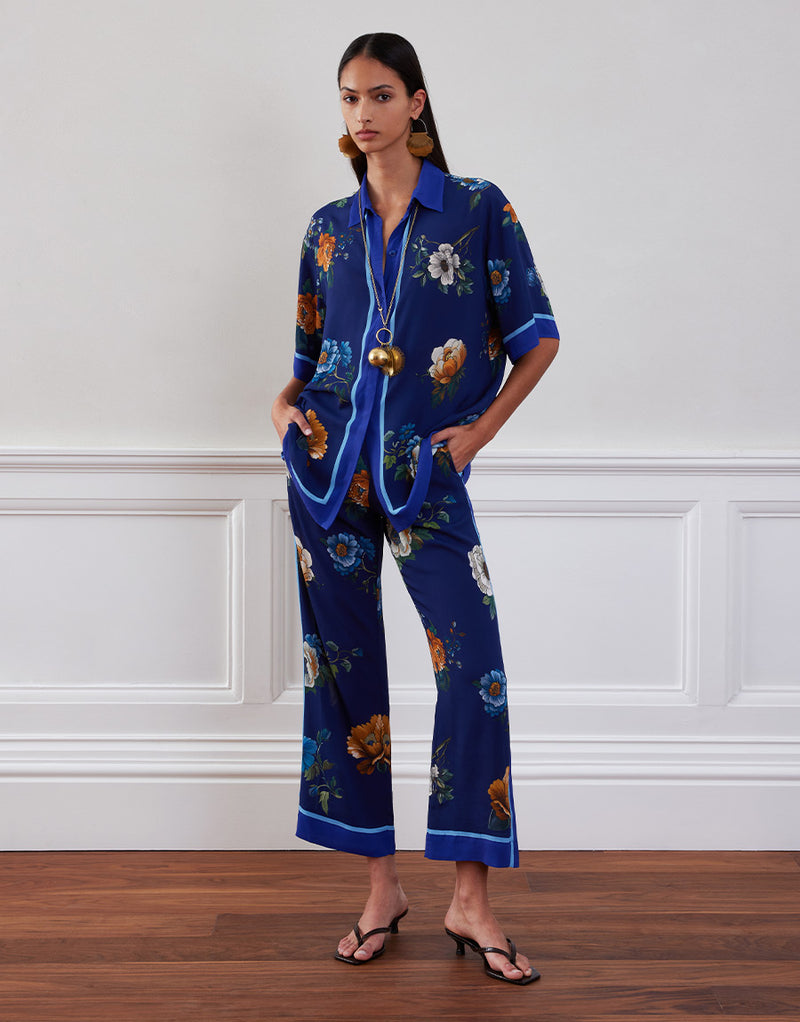 Akari Crepe Top - Magical Blossom Navy