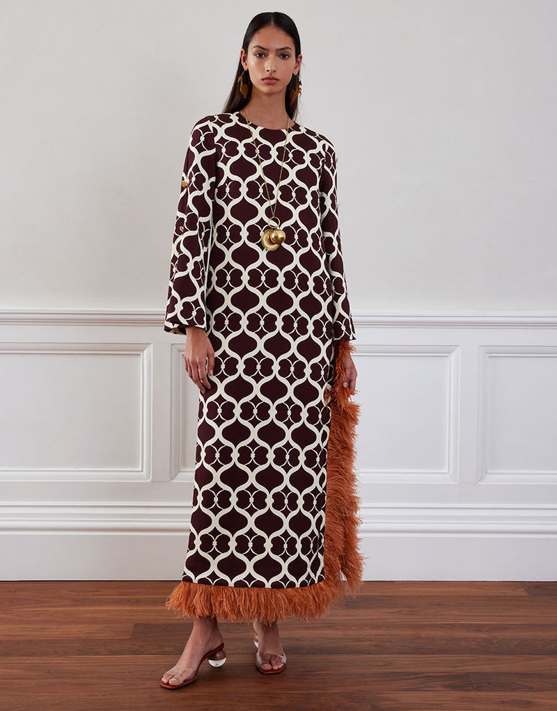 Brunetta Jacquard Maxi Dress - Loop Brown