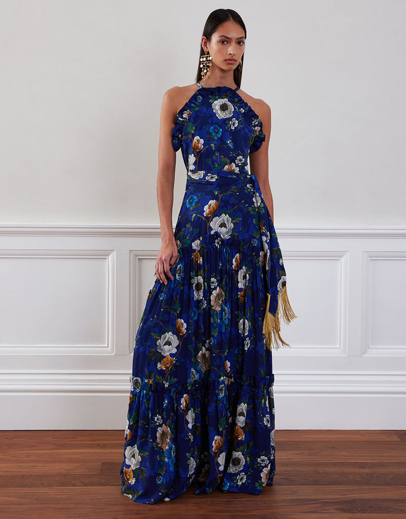 Tatiana Crepe Maxi Dress - Magical Blossom Navy