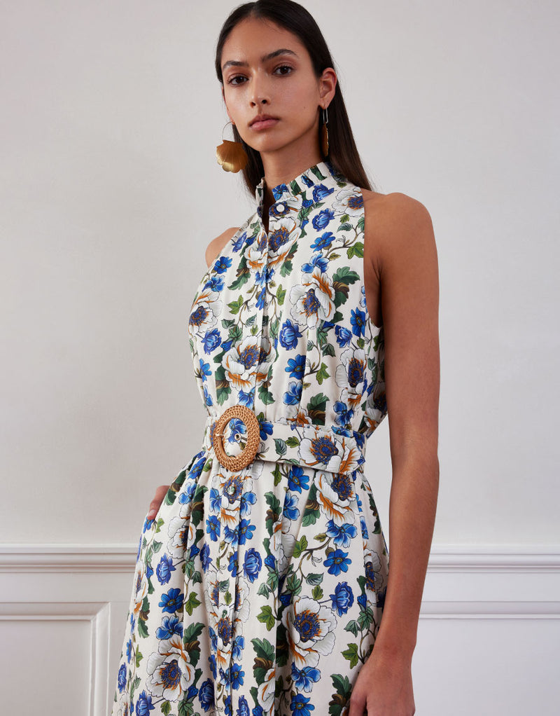 Biba Cotton Maxi Dress - Off White Vine Flower