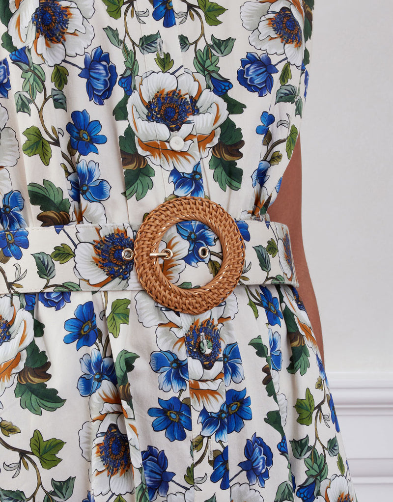 Biba Cotton Maxi Dress - Off White Vine Flower