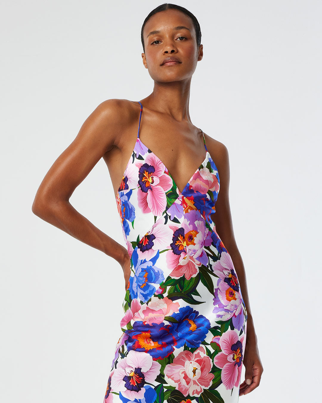 Olive Satin Maxi Dress - Floral Candy