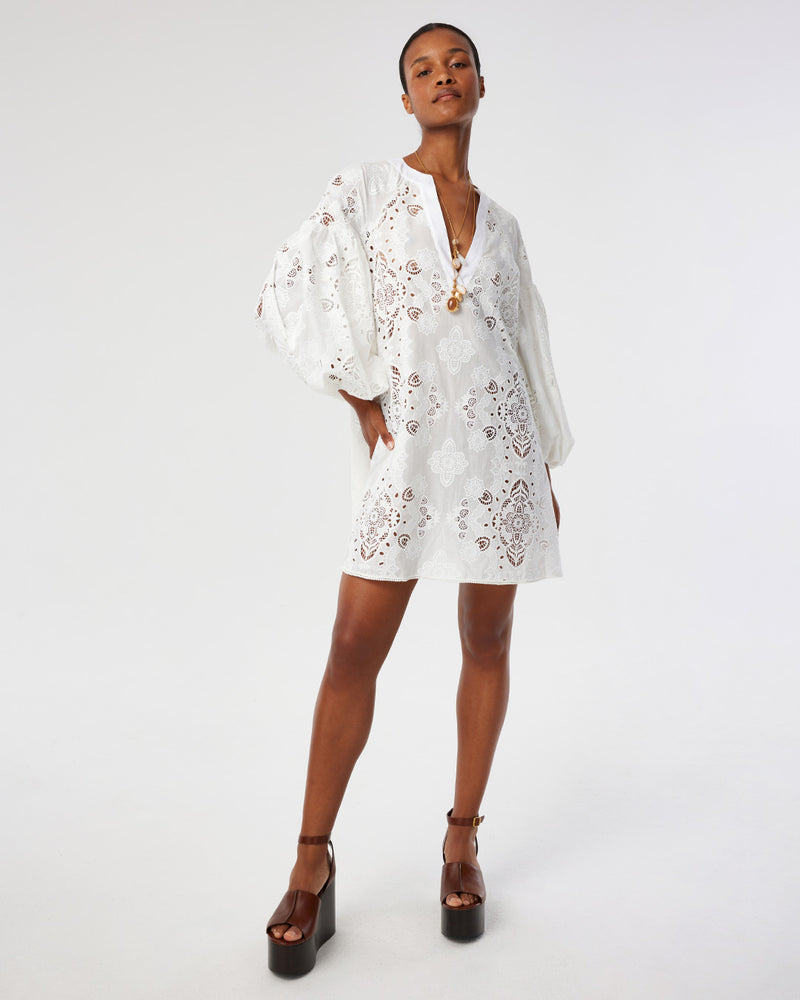 Harlow Lace Mini Dress - White