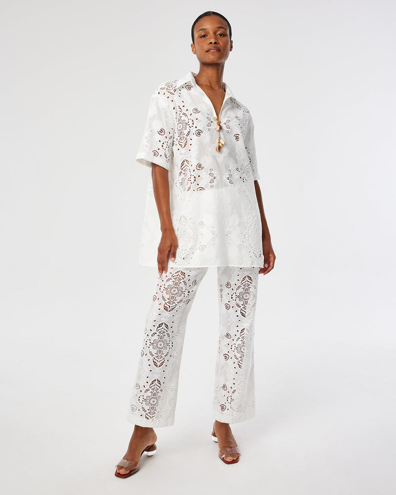 Joshua Lace Trouser - White