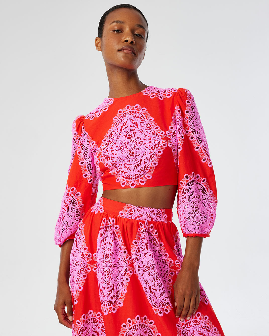 Rhea Top Lace Top - Red