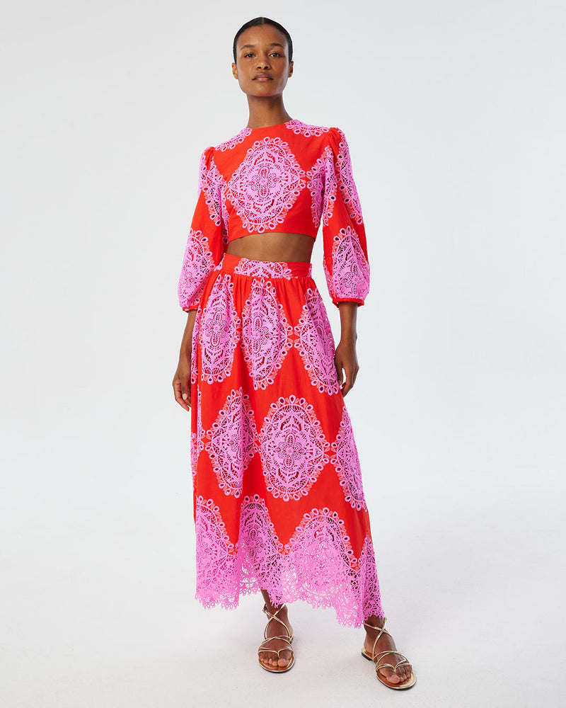Rhea Top Lace Top - Red
