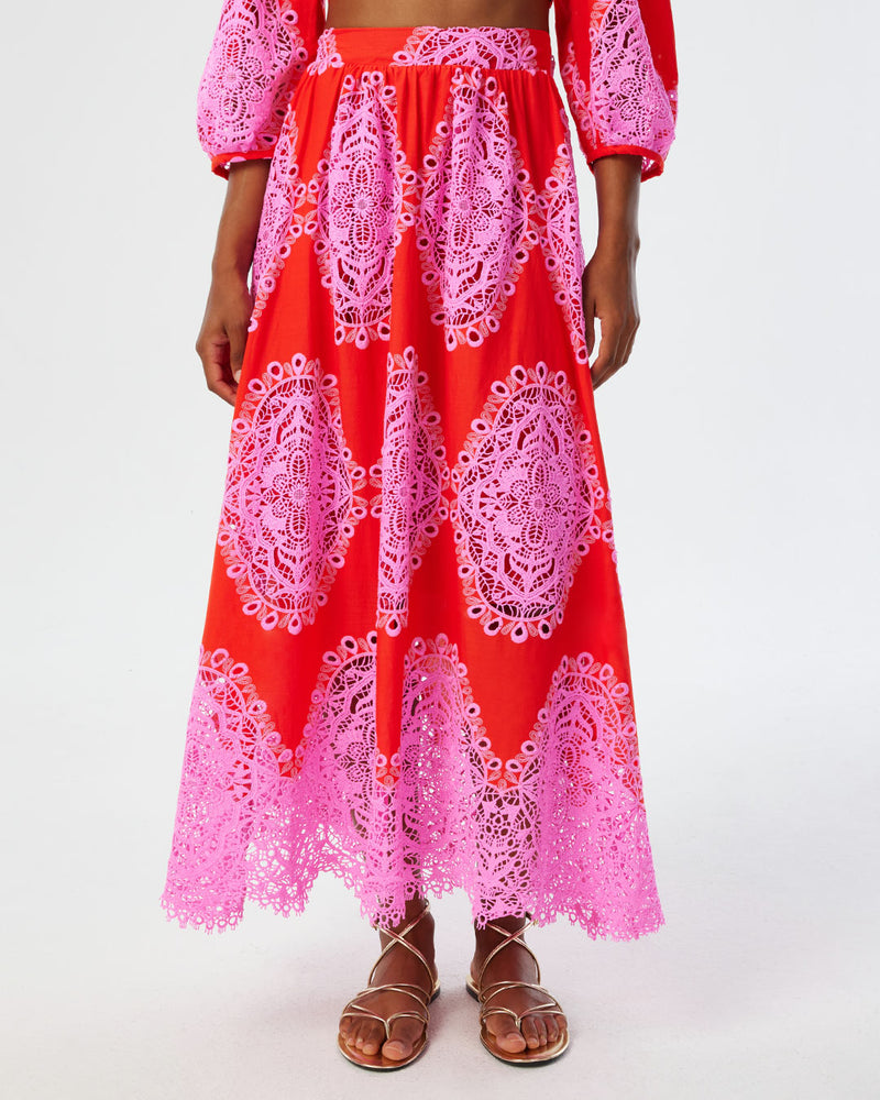 Rhea Lace Skirt - Red
