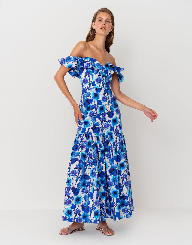 Jazella Cotton Maxi Dress - Venus Shell Blue media 1