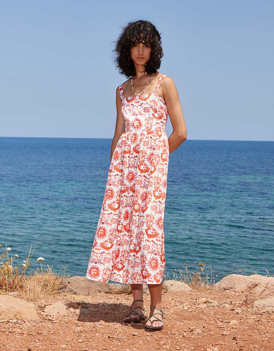 Ninet Cotton Midi Dress - Summer Sun Red media 2