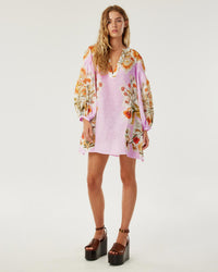 Harlow Linen Mini Dress - Sun Fire Garden - Lilac media 1