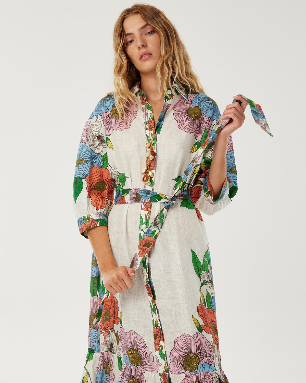 Bianca Linen Maxi Dress - Salento Placement media 2