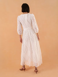 Constance Broderie Anglaise Midi Dress - White