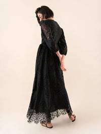 Constance Broderie Anglaise Midi Dress - Black