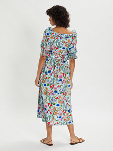 Corina Floral Cotton Midi Dress – Pale Blue