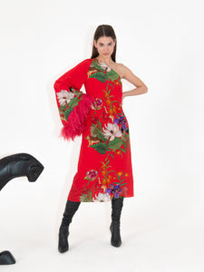 Aubrey Crepe Midi Dress - Safari Red