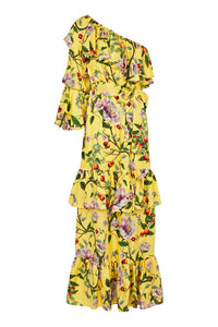 Penelope Peony Silk Maxi Dress – Yellow